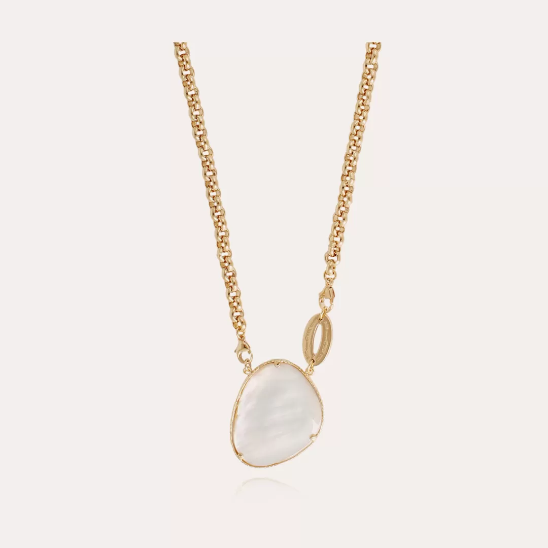 Gas Bijoux Collier Billy Silia Grand Modele Dore-Nacre Blanche