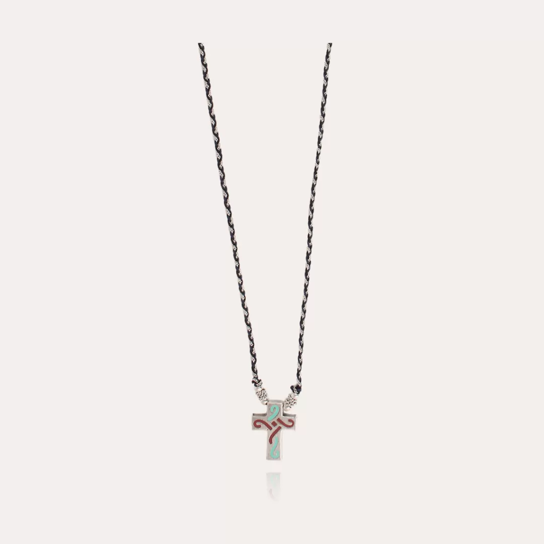 Gas Bijoux Collier Croix Tresse Homme Argente