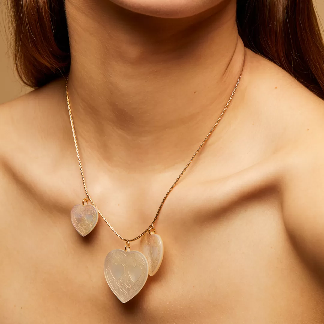 Gas Bijoux Collier Gilot Grand Modele Dore-Nacre Blanche