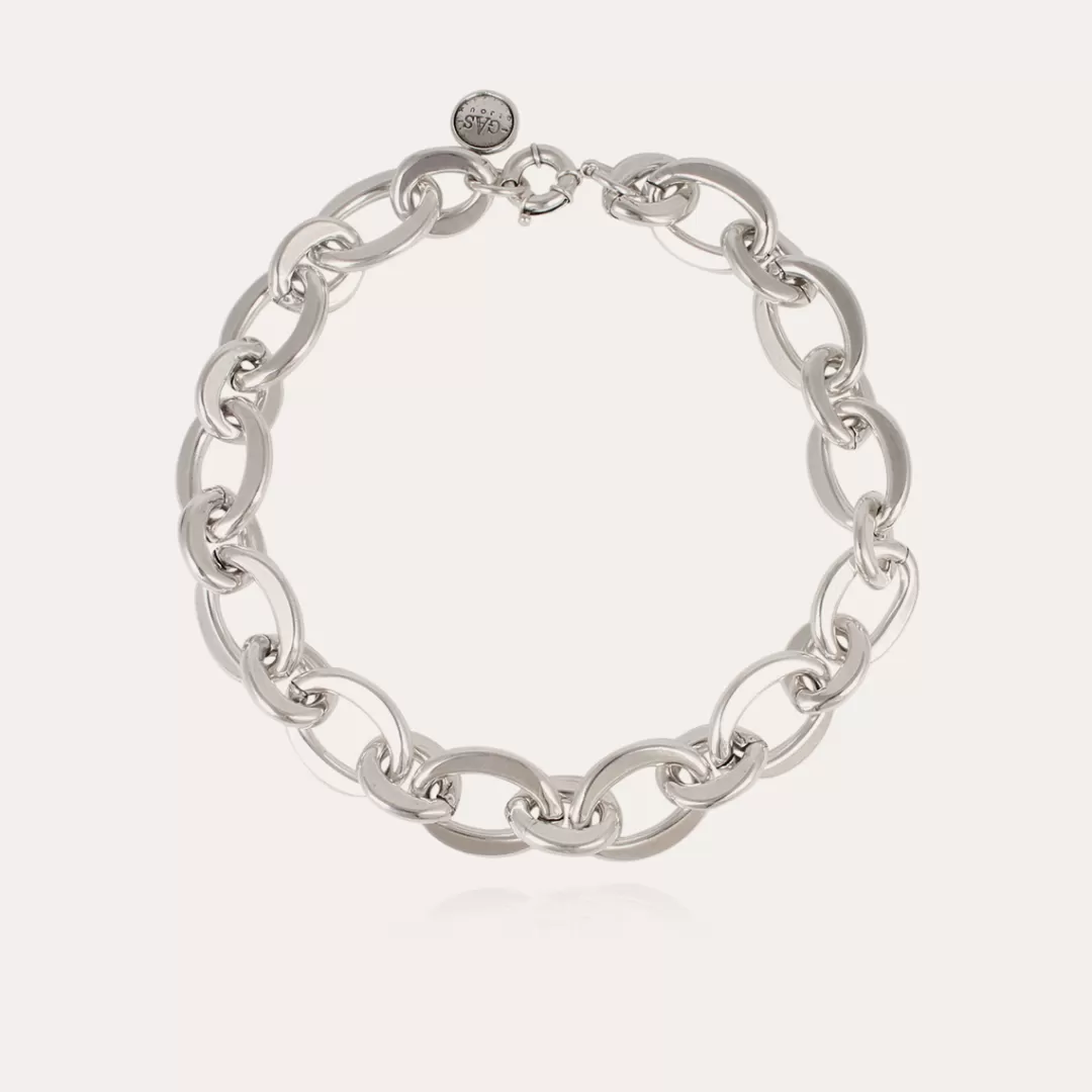 Gas Bijoux Collier Maille Ovale Moyen Modele Argente