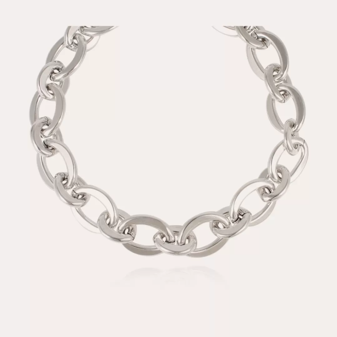 Gas Bijoux Collier Maille Ovale Moyen Modele Argente