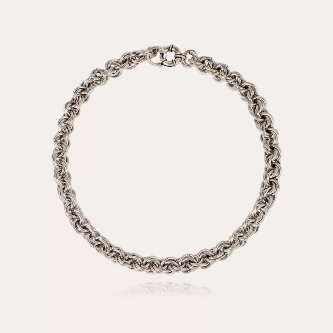 Gas Bijoux Collier Maille Rond Entrecroise Argente