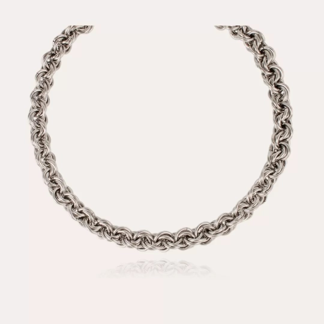 Gas Bijoux Collier Maille Rond Entrecroise Argente