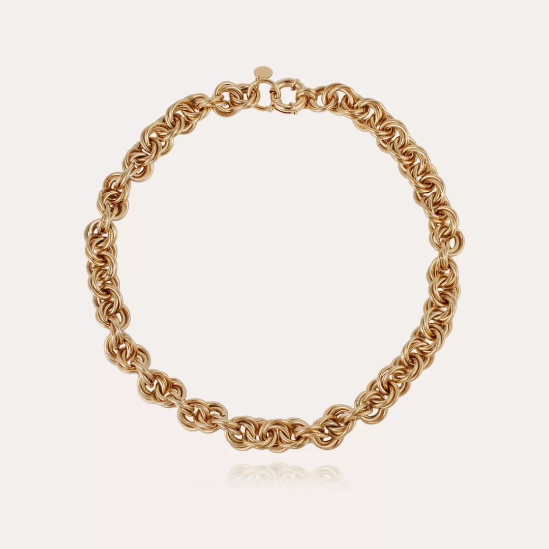 Gas Bijoux Collier Maille Rond Entrecroise Grand Modele Dore