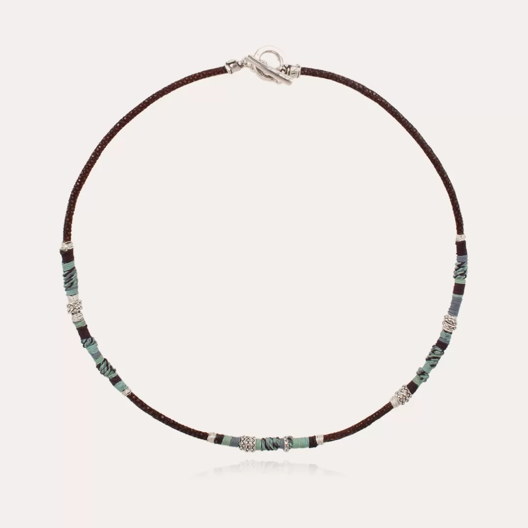 Gas Bijoux Collier Marceau Galuchat Homme Argente