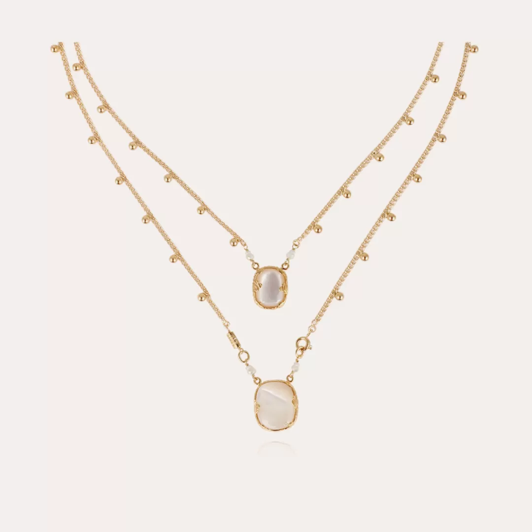 Gas Bijoux Collier Scapulaire Ovo Dore-Nacre Blanche