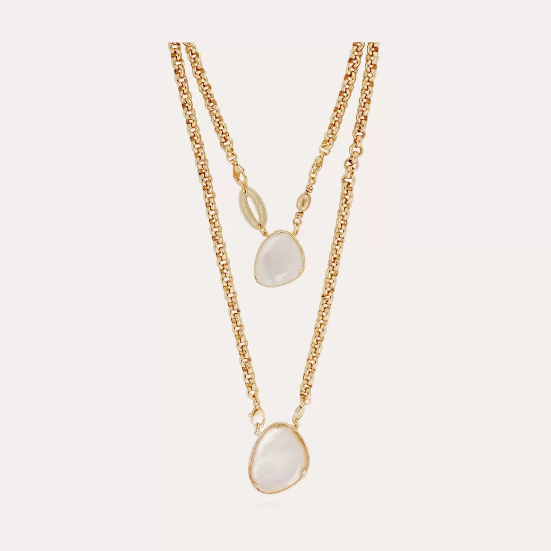 Gas Bijoux Collier Scapulaire Silia Dore-Nacre Blanche