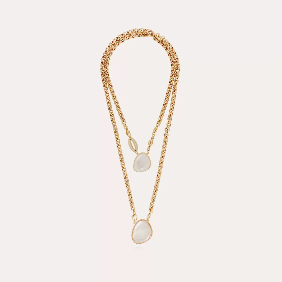 Gas Bijoux Collier Scapulaire Silia Dore-Nacre Blanche