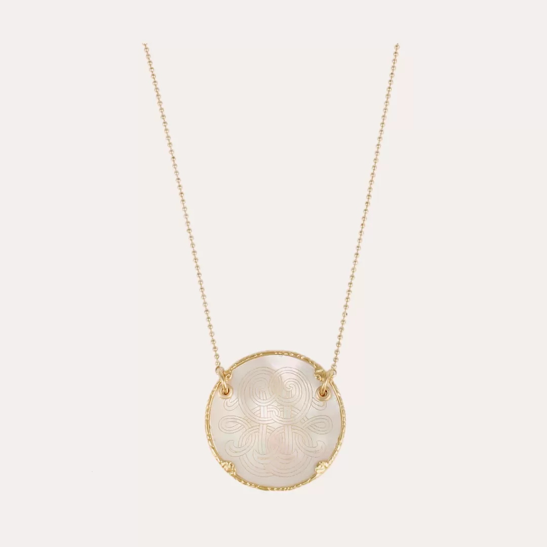 Gas Bijoux Collier Sun Diva Grand Modele Dore-Nacre Blanche