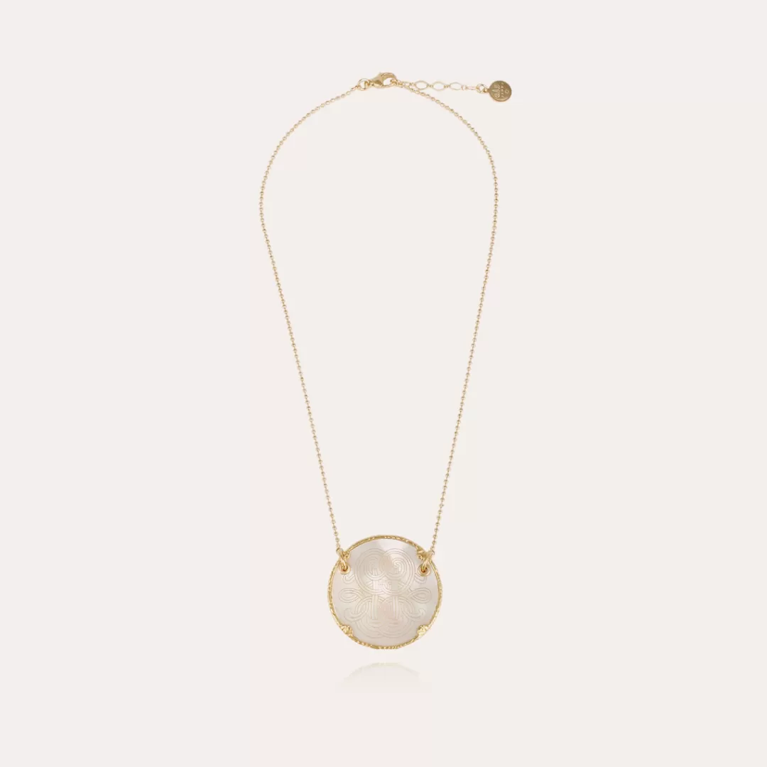 Gas Bijoux Collier Sun Diva Grand Modele Dore-Nacre Blanche