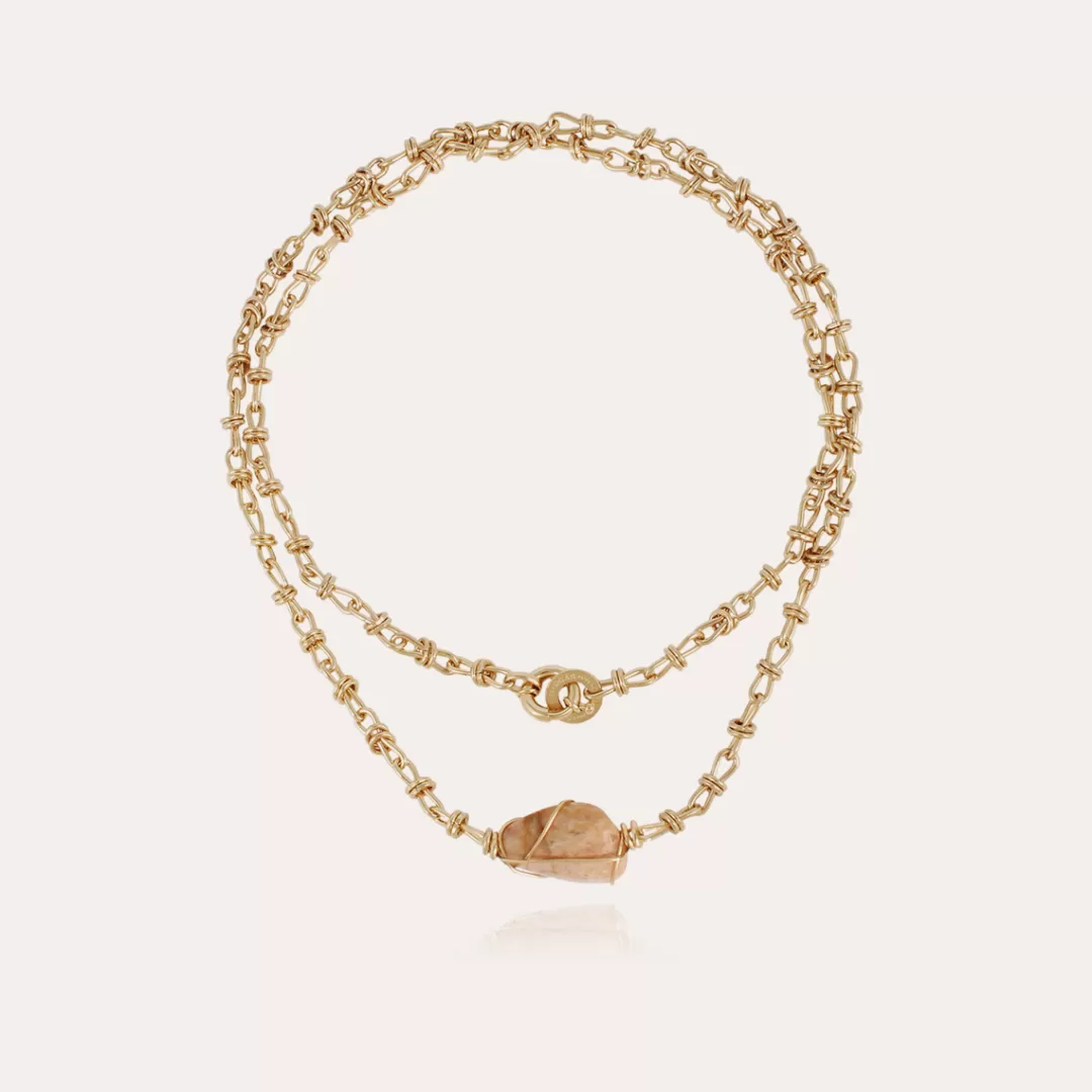 Gas Bijoux Sautoir Amarre Rainbow Dore-Calcite Rose