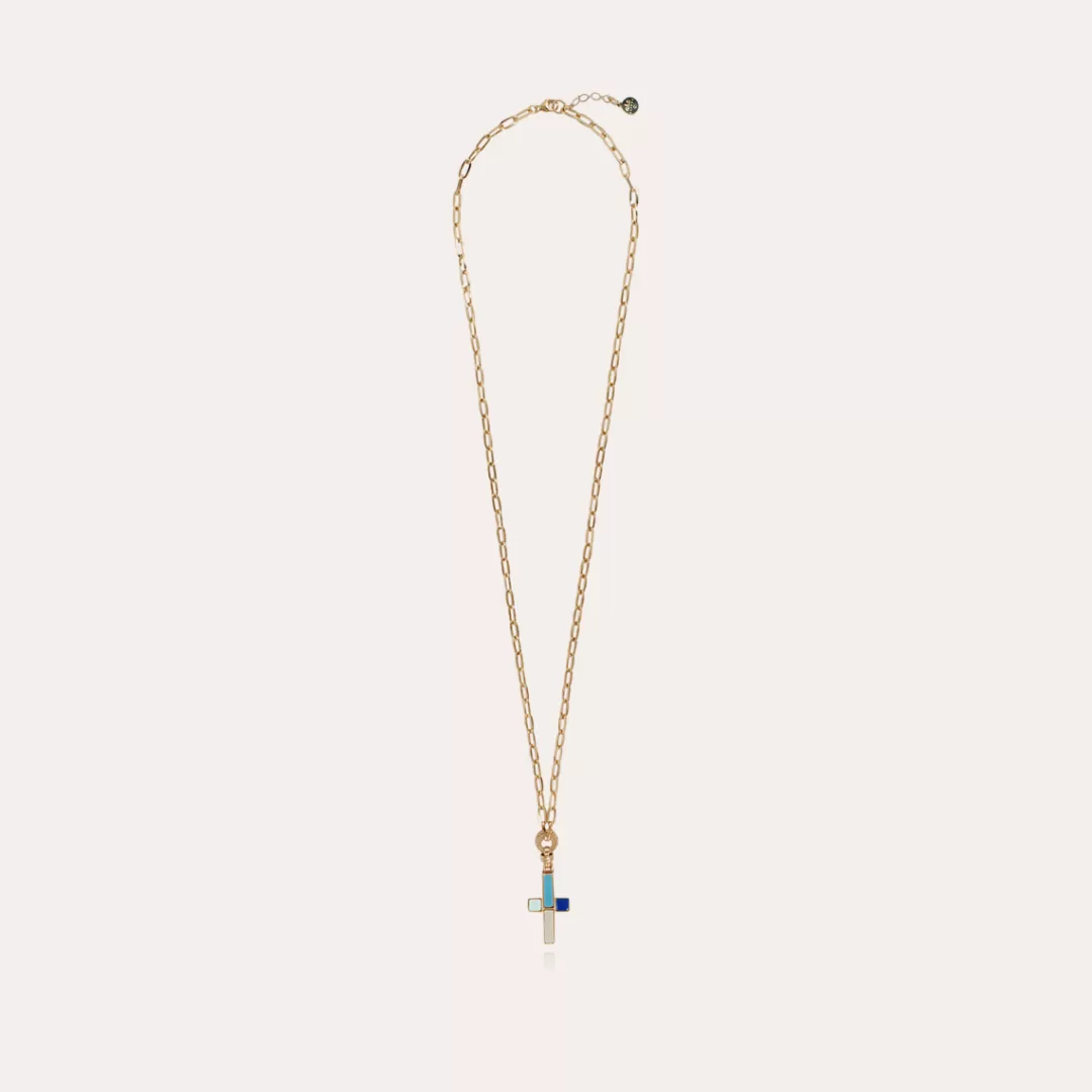 Gas Bijoux Sautoir Croix Petit Modele Dore
