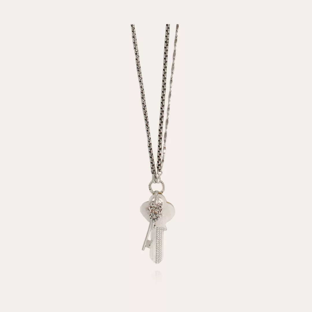 Gas Bijoux Sautoir Lancelot Argente-Nacre Blanche