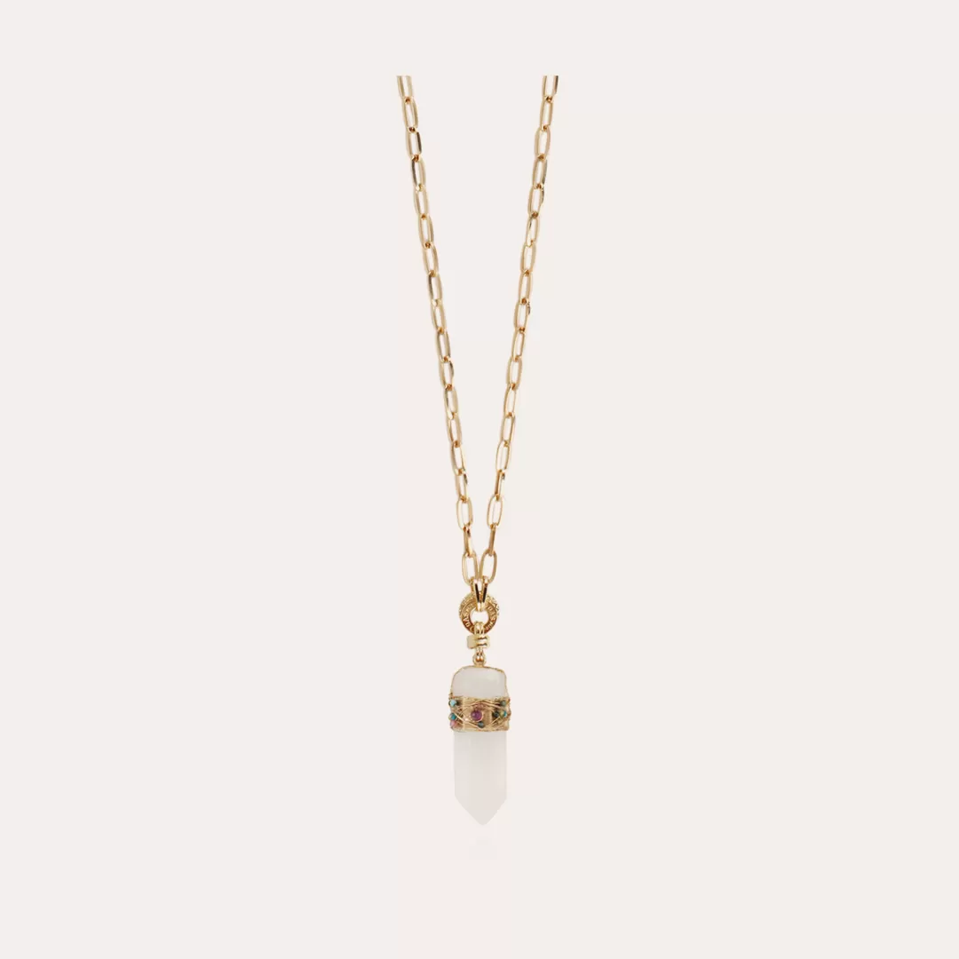 Gas Bijoux Sautoir Serti Grand Modele Dore-Cristal De Roche