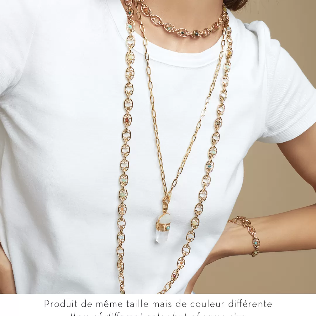 Gas Bijoux Sautoir Serti Grand Modele Dore-Cristal De Roche