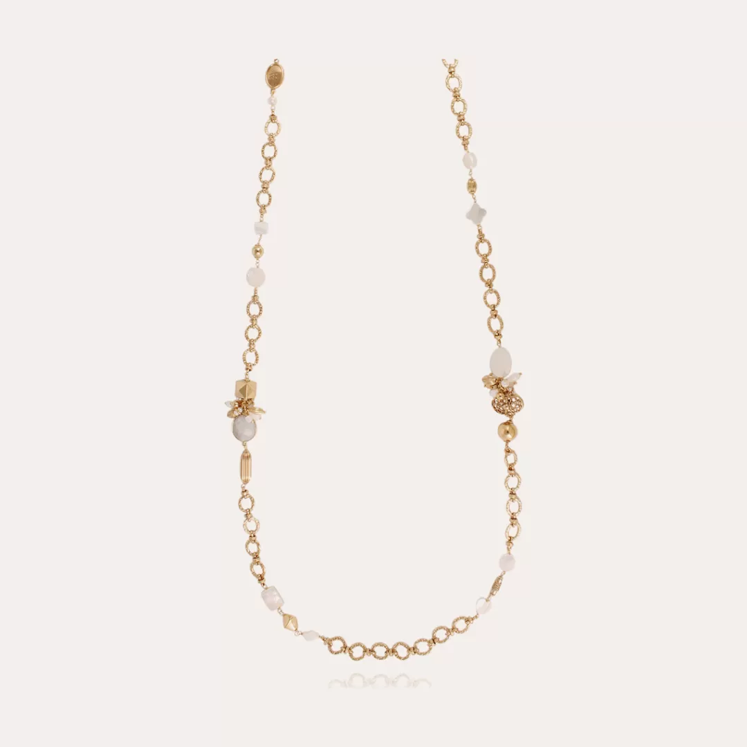 Gas Bijoux Sautoir Victorien Dore-Nacre Blanche